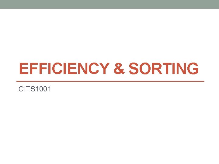 EFFICIENCY & SORTING CITS 1001 