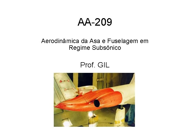 AA-209 Aerodinâmica da Asa e Fuselagem em Regime Subsônico Prof. GIL 
