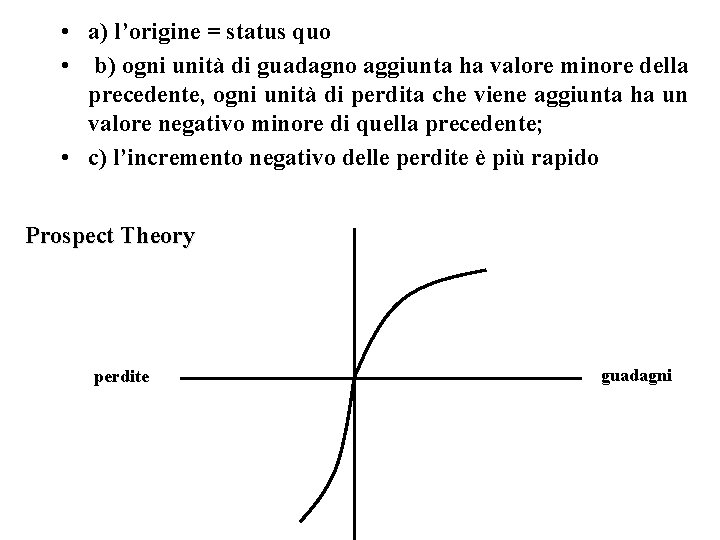  • a) l’origine = status quo • b) ogni unità di guadagno aggiunta