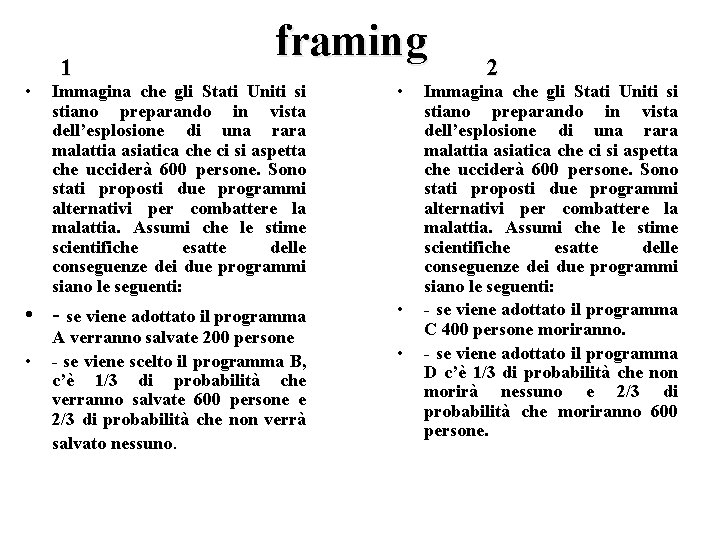  • 1 framing Immagina che gli Stati Uniti si stiano preparando in vista