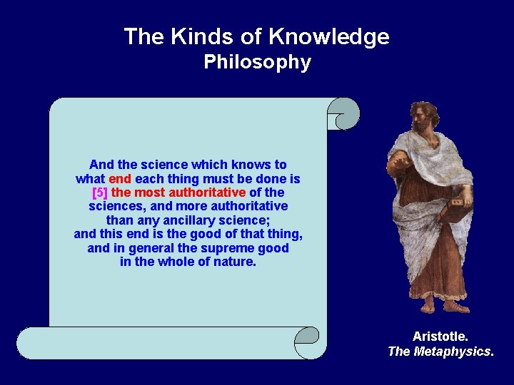 The Kinds of Knowledge Philosophy And the science which knows to what end each