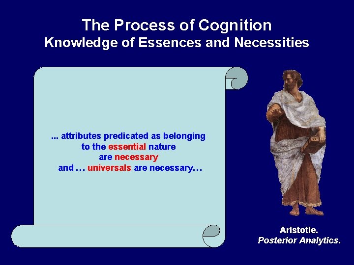 The Process of Cognition Knowledge of Essences and Necessities . . . attributes predicated