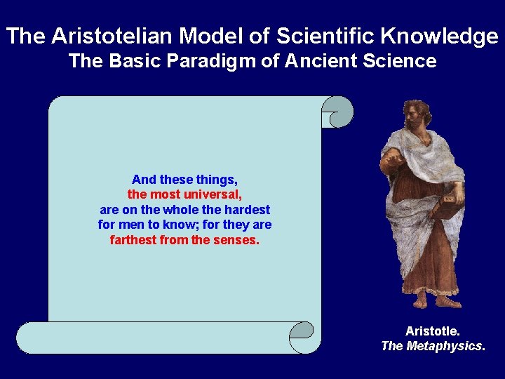 The Aristotelian Model of Scientific Knowledge The Basic Paradigm of Ancient Science And these