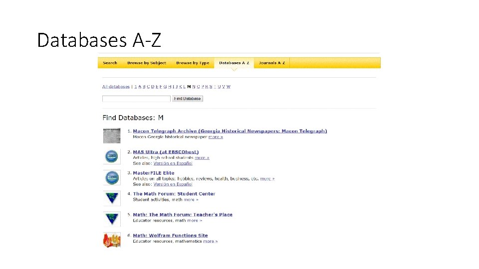 Databases A-Z 