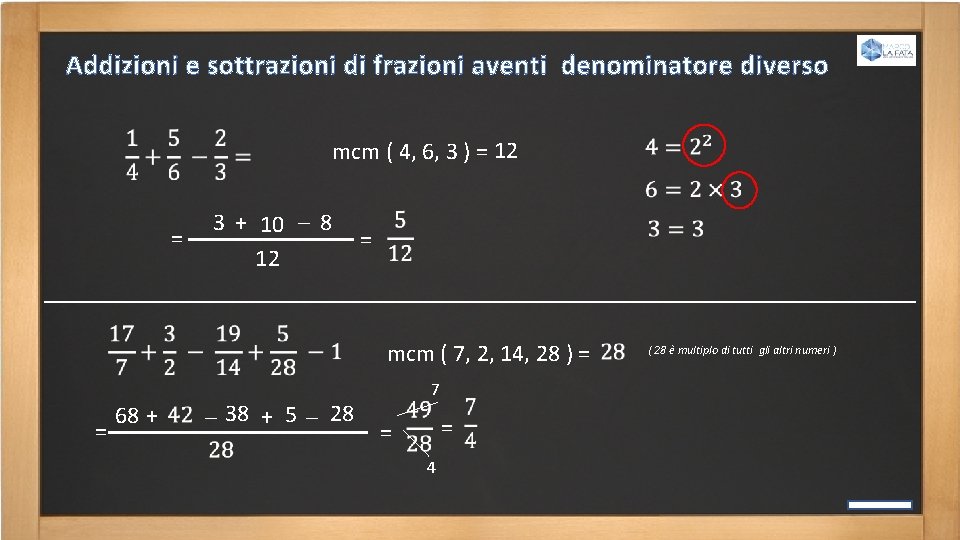 Addizioni e sottrazioni di frazioni aventi denominatore diverso mcm ( 4, 6, 3 )