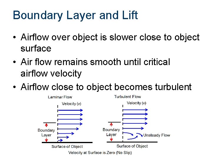 Boundary Layer and Lift • Airflow over object is slower close to object surface