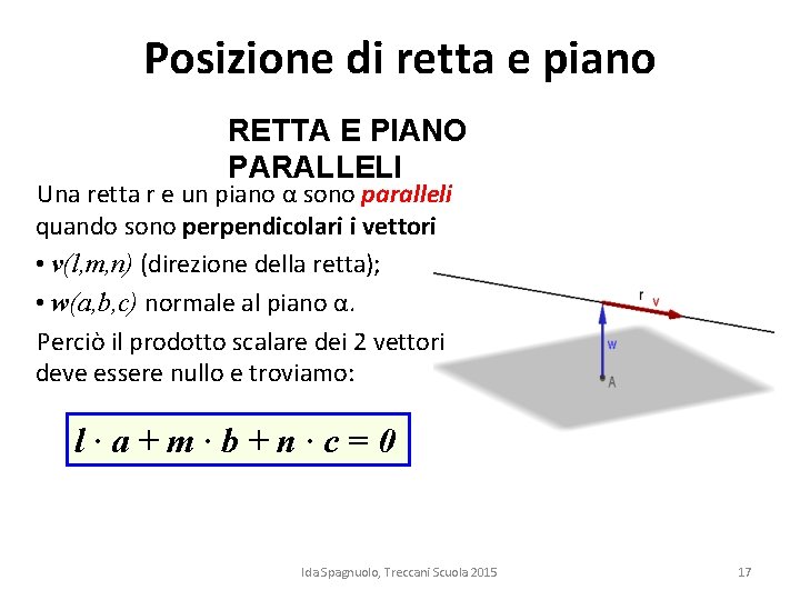 Posizione di retta e piano RETTA E PIANO PARALLELI Una retta r e un Posizione di retta e piano RETTA E PIANO PARALLELI Una retta r e un
