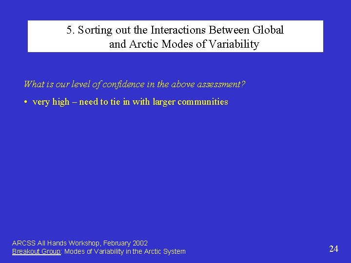 5. Sorting out the Interactions Between Global and Arctic Modes of Variability What is