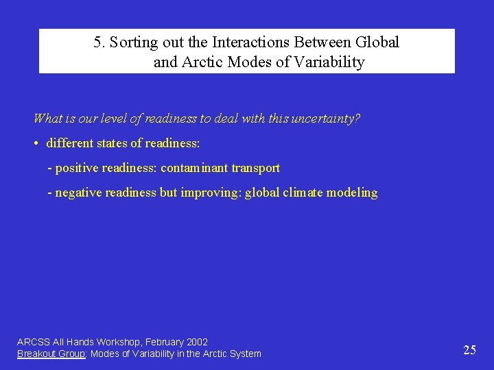 5. Sorting out the Interactions Between Global and Arctic Modes of Variability What is