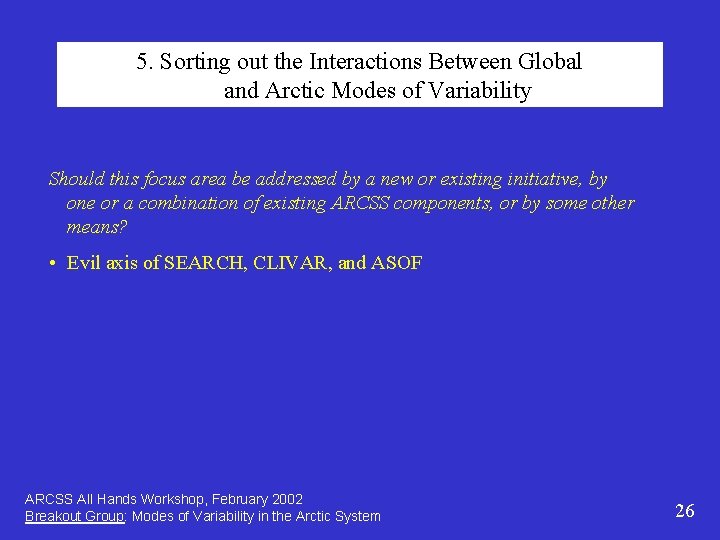 5. Sorting out the Interactions Between Global and Arctic Modes of Variability Should this