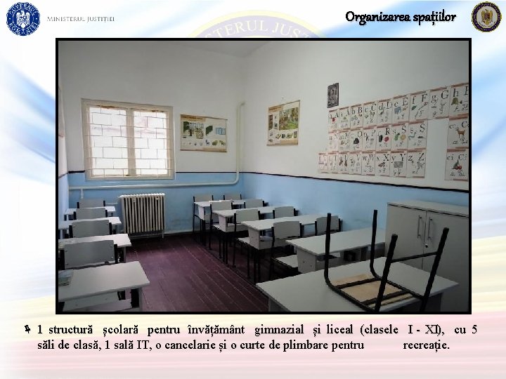 Organizarea spațiilor ë 1 structură școlară pentru învățământ gimnazial și liceal (clasele I -