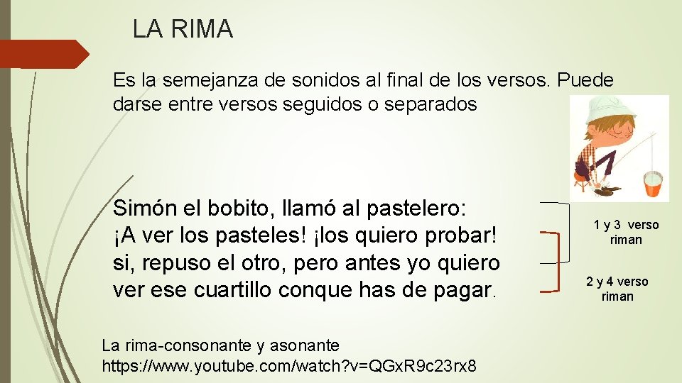 LA RIMA Es la semejanza de sonidos al final de los versos. Puede darse