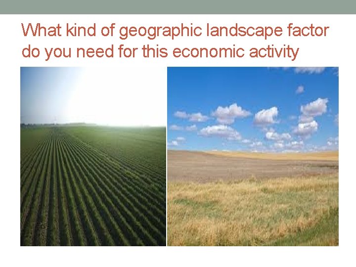 What kind of geographic landscape factor do you need for this economic activity 