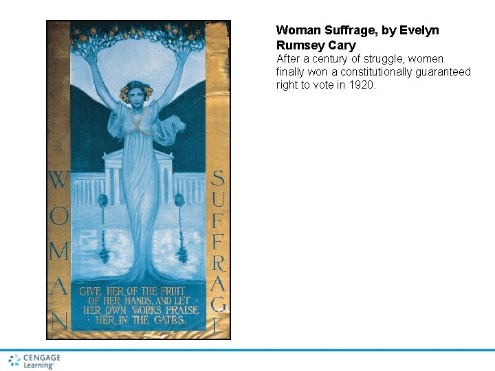 Woman Suffrage, by Evelyn Rumsey Cary After a century of struggle, women finally won