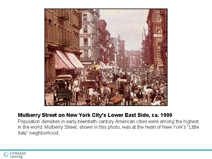 Mulberry Street on New York City’s Lower East Side, ca. 1900 Population densities in