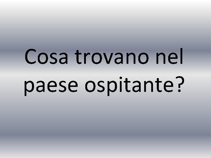 Cosa trovano nel paese ospitante? 