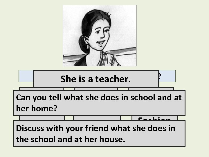 Can you She guessiswhat her profession is? a teacher. Can. Doctor you tell what.