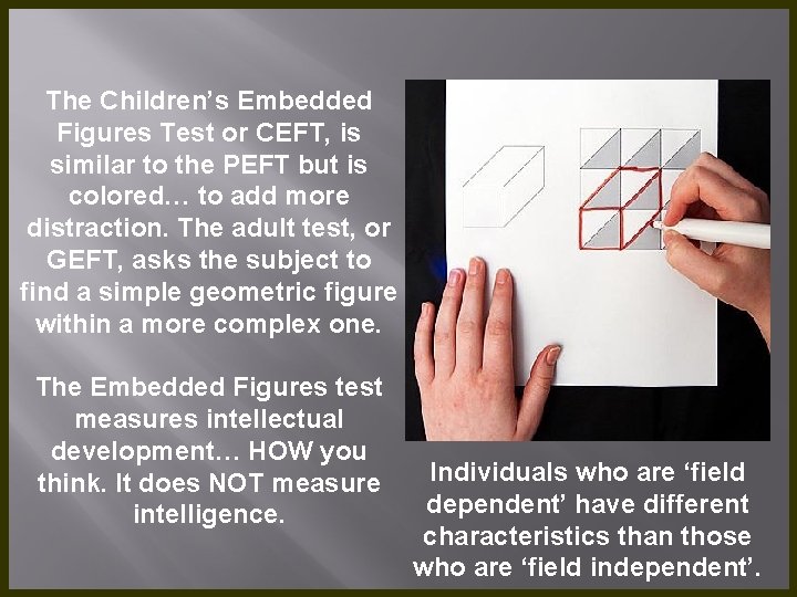 CHILD DEVELOPMENT THEORISTS TESTS Experiments Experiment 1 What
