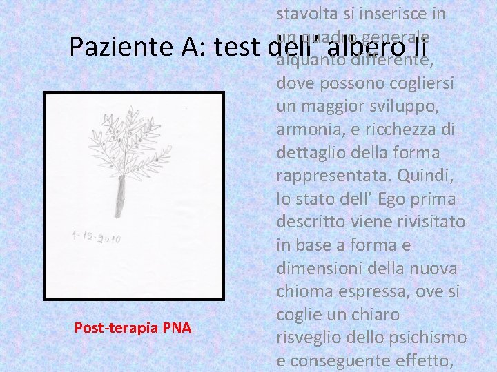 Paziente A: test Post-terapia PNA stavolta si inserisce in un quadro generale dell’ albero