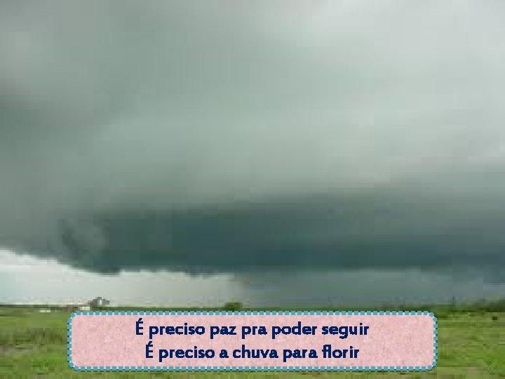 É preciso paz pra poder seguir É preciso a chuva para florir 