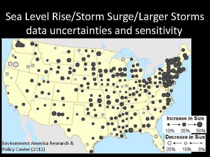 Sea Level Rise/Storm Surge/Larger Storms data uncertainties and sensitivity Environment America Research & Policy