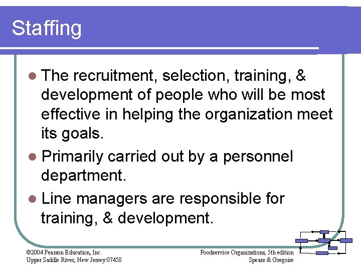 Staffing l The recruitment, selection, training, & development of people who will be most Staffing l The recruitment, selection, training, & development of people who will be most