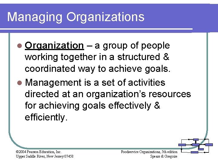 Managing Organizations l Organization – a group of people working together in a structured Managing Organizations l Organization – a group of people working together in a structured