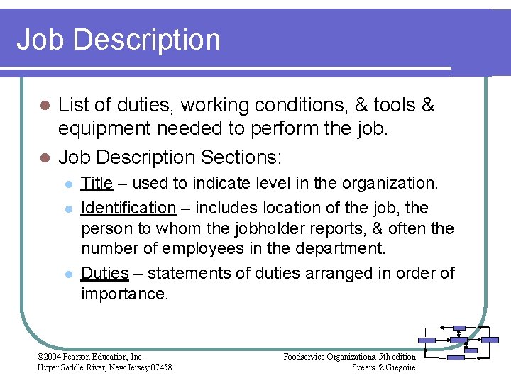 Job Description List of duties, working conditions, & tools & equipment needed to perform Job Description List of duties, working conditions, & tools & equipment needed to perform