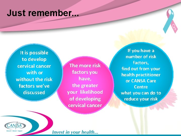 Just remember. . . It is possible to develop cervical cancer with or without
