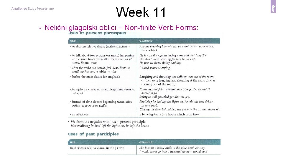 Anglistics Study Programme Week 11 - Nelični glagolski oblici – Non-finite Verb Forms: 