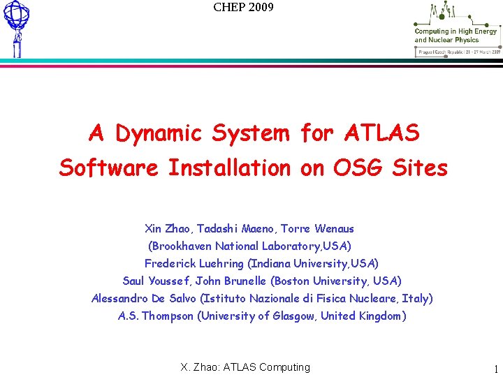 Meeting – NN 2009 Xxxxxx 2009 CHEP A Dynamic System for ATLAS Software Installation