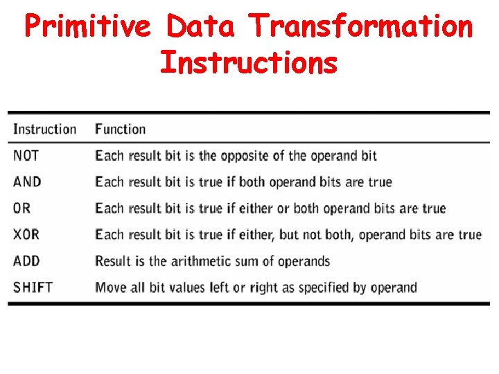 Primitive Data Transformation Instructions 