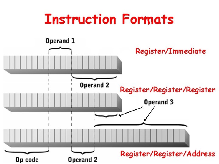 Instruction Formats Register/Immediate Register/Register/Address 