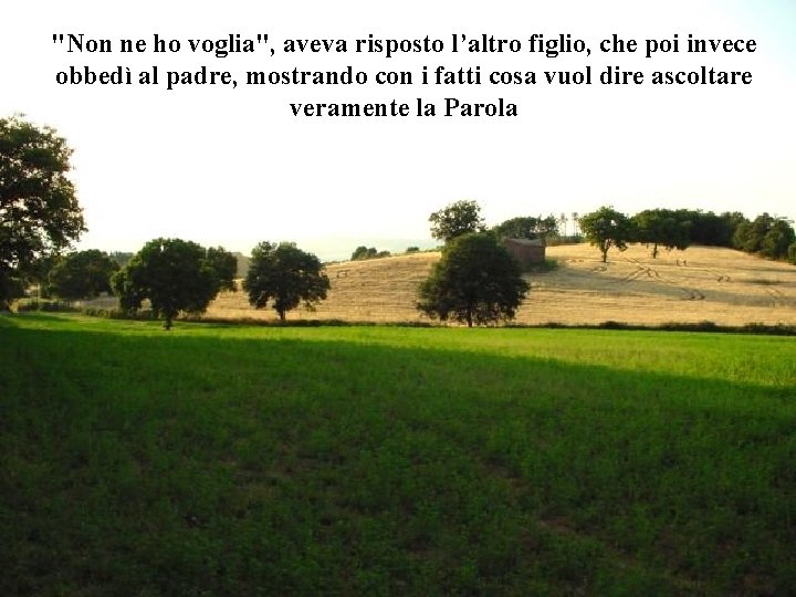 "Non ne ho voglia", aveva risposto l’altro figlio, che poi invece obbedì al padre,