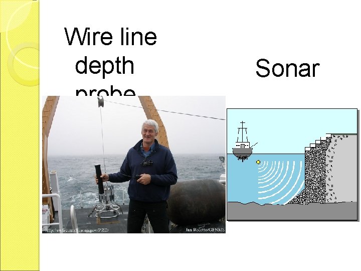 Wire line depth probe Sonar 