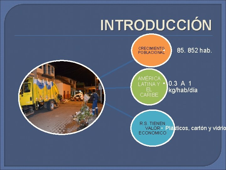 INTRODUCCIÓN CRECIMIENTO POBLACIONAL • AMÉRICA LATINA Y EL CARIBE 85. 852 hab. • 0.