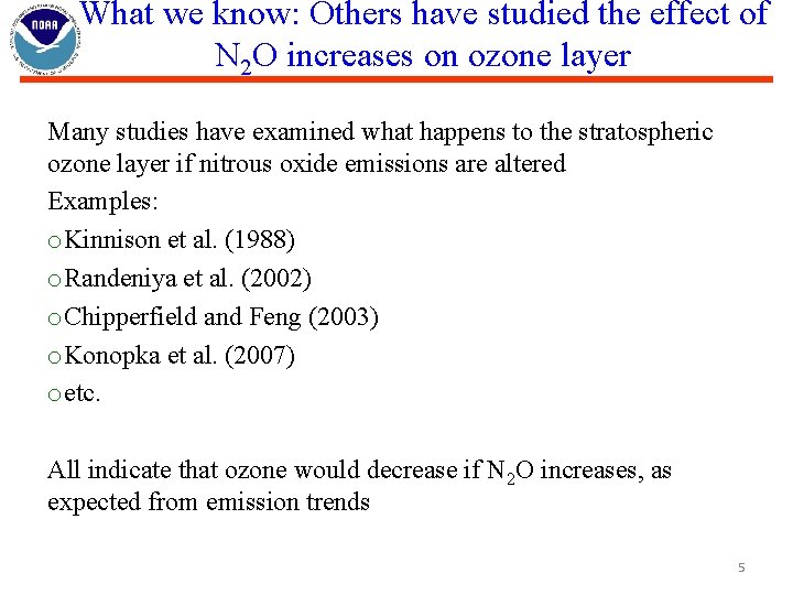 What we know: Others have studied the effect of N 2 O increases on