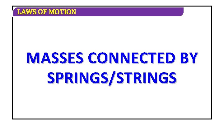 LAWS OF MOTION MASSES CONNECTED BY SPRINGS/STRINGS 