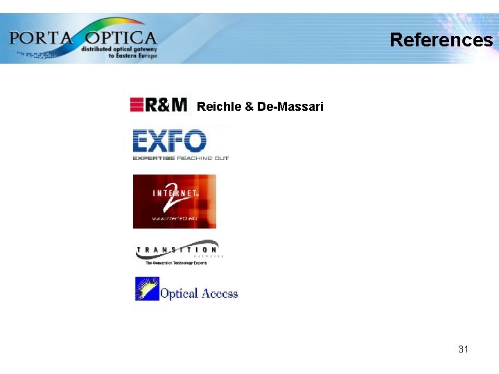 References Reichle & De-Massari 31 