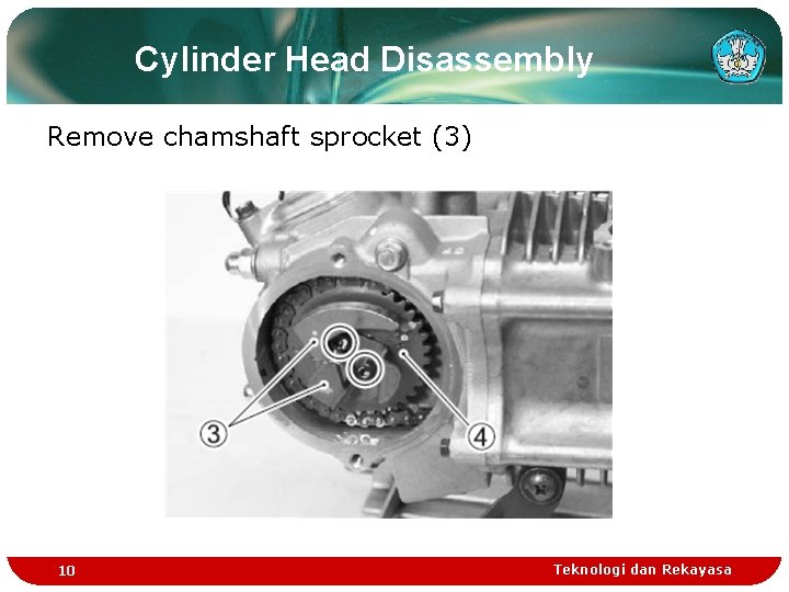 Cylinder Head Disassembly Remove chamshaft sprocket (3) 10 Teknologi dan Rekayasa Cylinder Head Disassembly Remove chamshaft sprocket (3) 10 Teknologi dan Rekayasa
