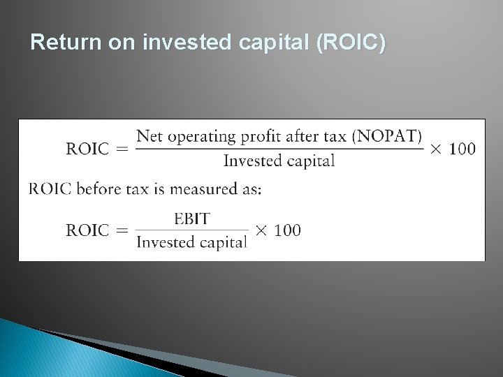 Return on invested capital (ROIC) 