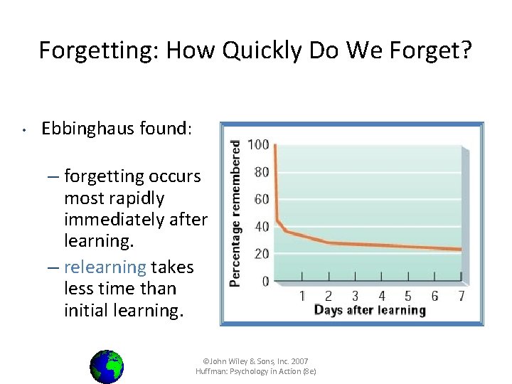 Forgetting: How Quickly Do We Forget? • Ebbinghaus found: – forgetting occurs most rapidly