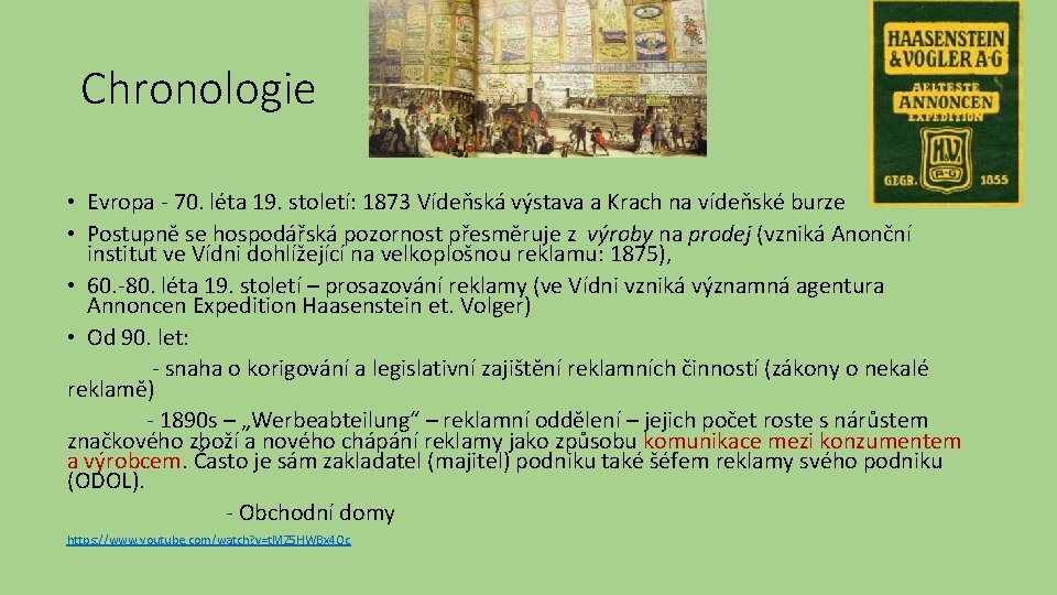 Chronologie • Evropa - 70. léta 19. století: 1873 Vídeňská výstava a Krach na