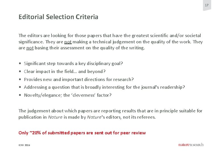 17 Editorial Selection Criteria The editors are looking for those papers that have the 17 Editorial Selection Criteria The editors are looking for those papers that have the