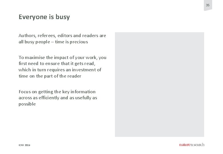 35 Everyone is busy Authors, referees, editors and readers are all busy people – 35 Everyone is busy Authors, referees, editors and readers are all busy people –