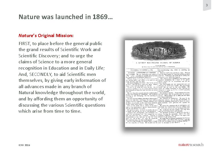 3 Nature was launched in 1869… Nature’s Original Mission: FIRST, to place before the 3 Nature was launched in 1869… Nature’s Original Mission: FIRST, to place before the
