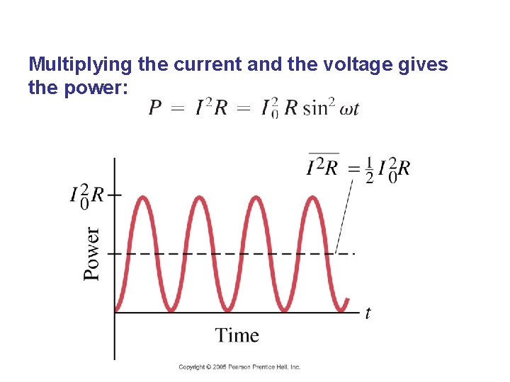 Multiplying the current and the voltage gives the power: 