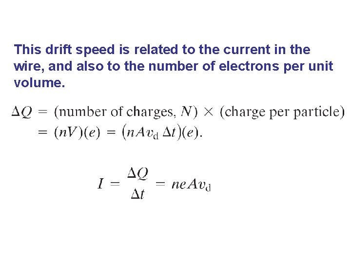 This drift speed is related to the current in the wire, and also to