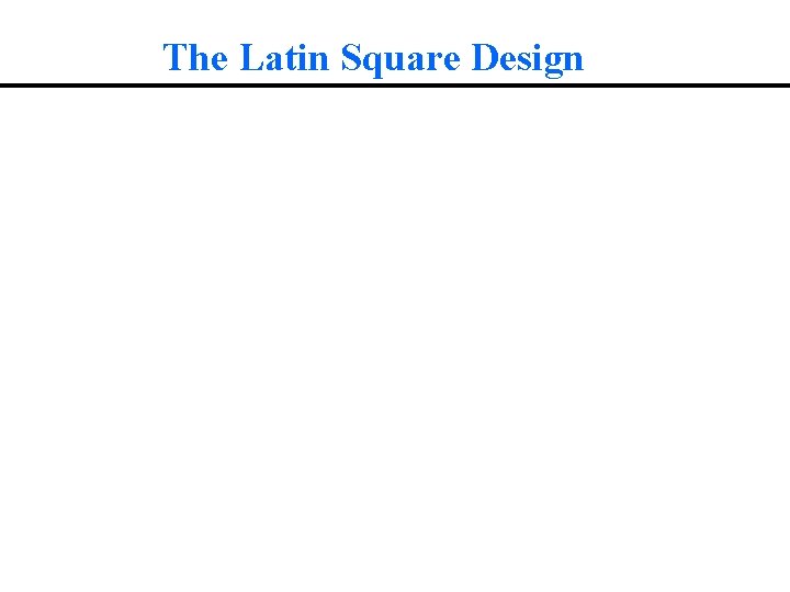 The Latin Square Design 