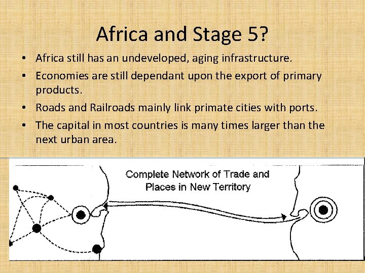 Africa and Stage 5? • Africa still has an undeveloped, aging infrastructure. • Economies